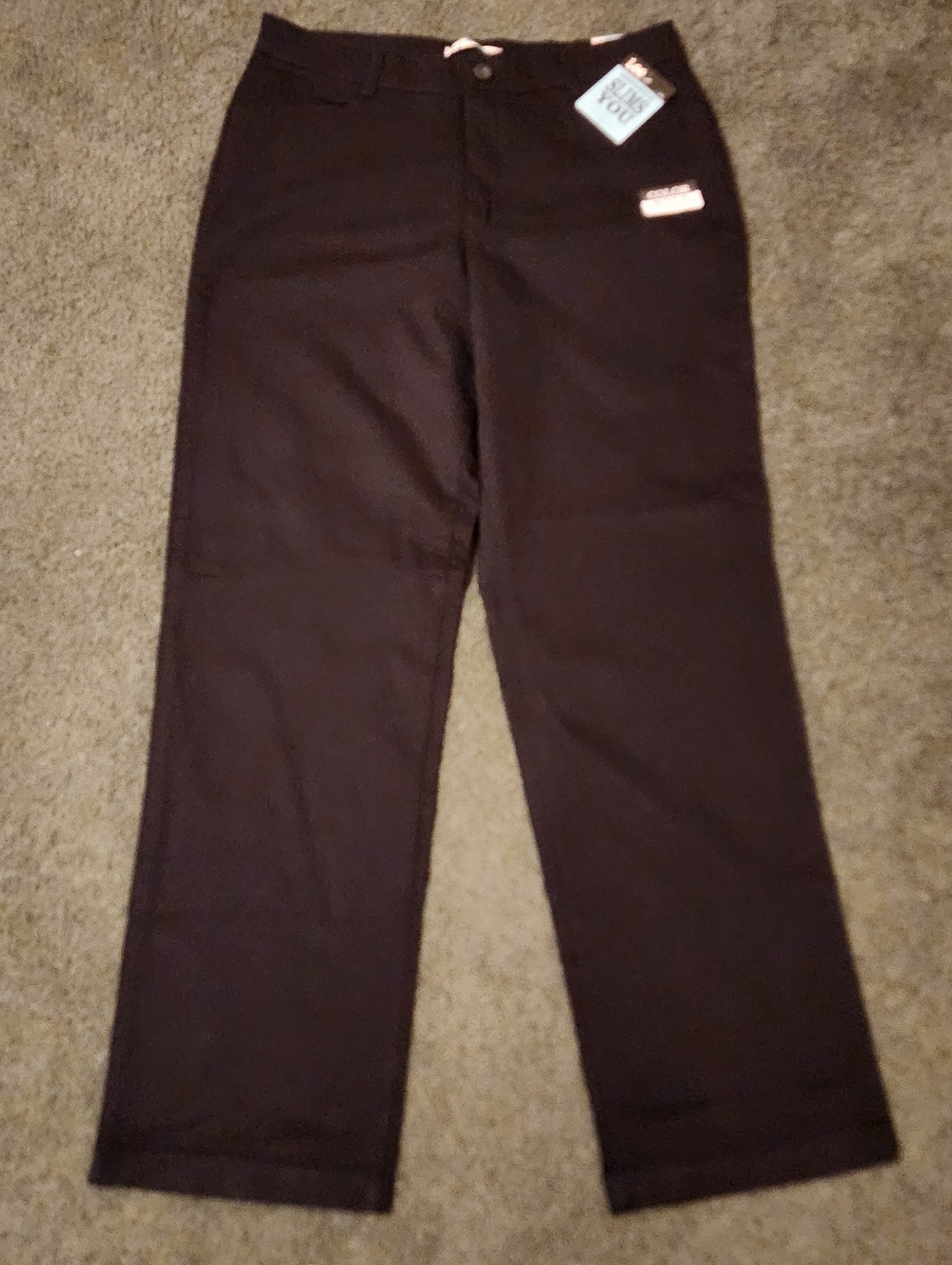 NWT Women's Lee Relaxed Straight Leg Trouser Size 14 LONG Black Flat Front Work